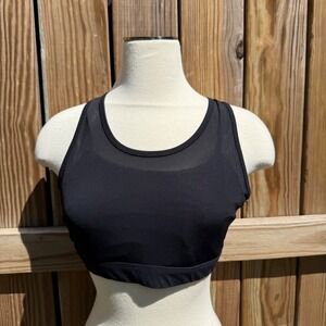 Fabletics Black Mesh Sports Bra Medium Racerback Criss‎ Cross Back Activewear